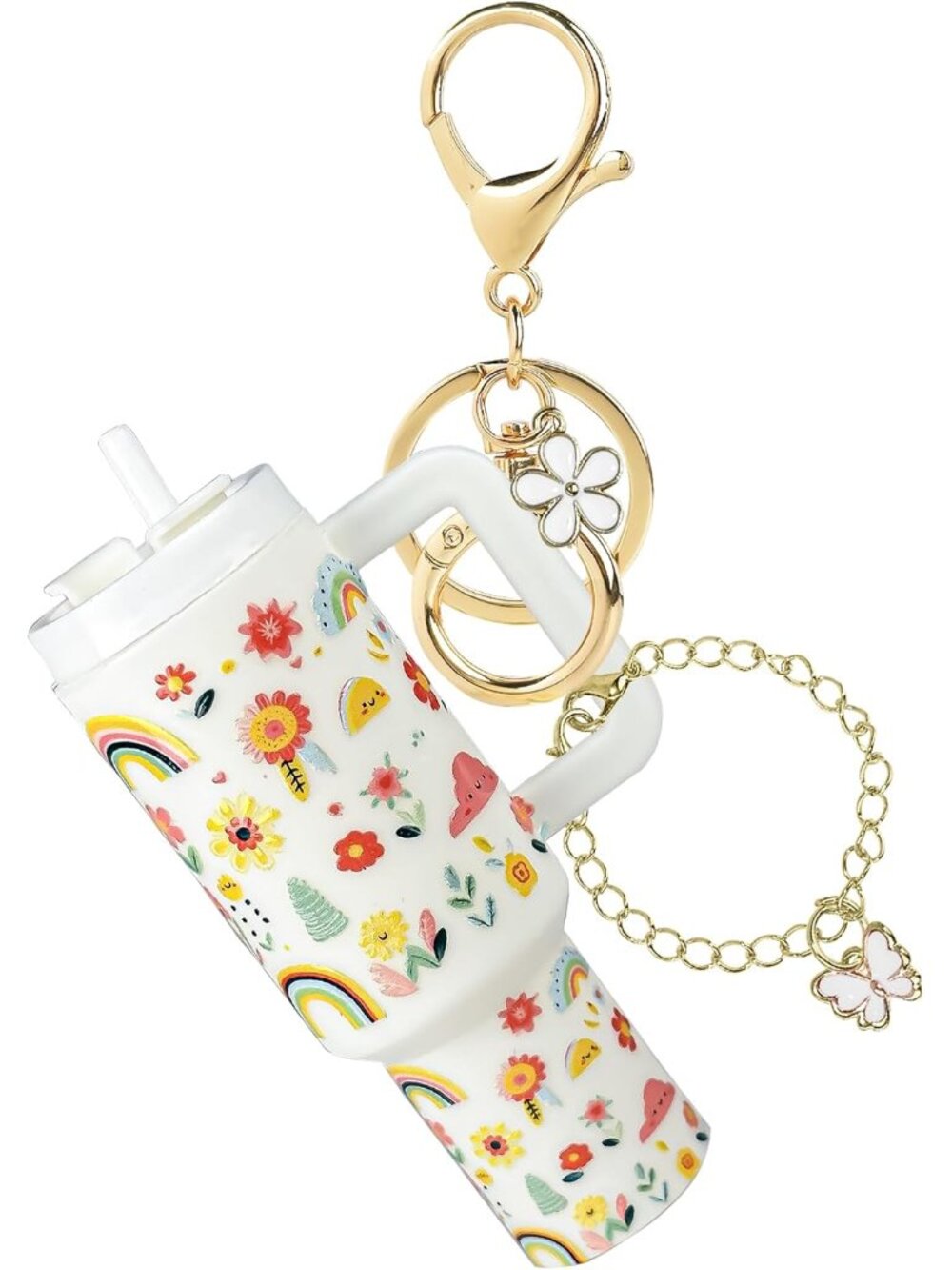 Mini Tumbler Keychain Accessories for Stanley Cup, 2 Way Cute Charms Chapstick L